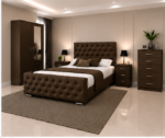 Complete Bedroom Storage Solution - King Size Bed - 2 Door Mirror Wardrobe - Five Drawer Chest - Two Bedside Tables