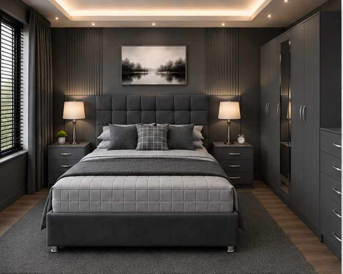 charcoal_bedroom_view_1 Luxury Living Bedroom - Luxury Living Bedroom - Image 1