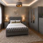 Luxury Bedroom Collection with Four Door Wardrobe With Four Drawer - Chest of Five Drawers With Two Bed Side Table