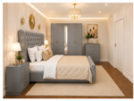Deluxe Double Bed Bedroom Suite - Five Door Wardrobe With One Long Mirror - Chest of Five Drawers With Two Bed Side Table - Image 3