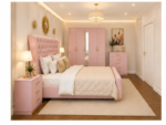 Elegant Double Bed Furniture Collection With Five Door Wardrobe With One Long Mirror - Chest of Five Drawers With Two Bed Side Table - Image 3