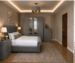 Luxury Bedroom Collection with Four Door Wardrobe With Four Drawer - Chest of Five Drawers With Two Bed Side Table - Image 2