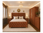 Complete Double Bed Furniture Package With Five Door Wardrobe With One Long Mirror - Chest of Five Drawers With Two Bed Side Table - Image 4
