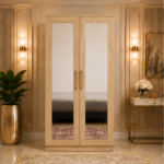 Modern 2 Door Wardrobe with Dual Full-Length Mirrors - Two Door Wardrobe with 2 Mirrors - Image 3