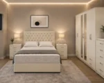 Modern king Bed Furniture Collection - Six Door Wardrobe - Five Drawer Chest - Two Side Tables - Image 2