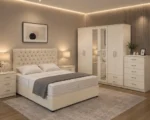 Modern king Bed Furniture Collection - Six Door Wardrobe - Five Drawer Chest - Two Side Tables - Image 4