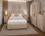 king Complete Beige Bedroom Furniture Collection - Bed, Wardrobe, Chest of Drawers  & Side Tables - Image 2