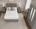 Luxury Grey King Size Bed Furniture Set – Four Door Wardrobe with Four Bottom Drawers – Chest of Five Drawers with Two Bedside Tables - Image 3