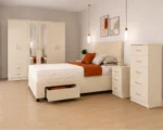 king Bedroom Bundle – Storage Bed Frame – 6 Door Wardrobe – Chest of 5 Drawers – 2 Side Cabinets - Image 3