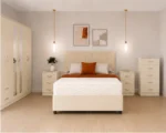 king Bedroom Bundle – Storage Bed Frame – 6 Door Wardrobe – Chest of 5 Drawers – 2 Side Cabinets - Image 2