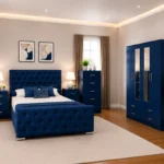 Luxury King Bedroom Interior Furniture Package With Four Door Wardrobe With Two Mirror - Chest of Five Drawers With Two Bed Side Table