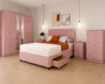 Elegant King Bed Package – Six Door Mirror Wardrobe – Five Drawer Chest – Matching Bedside Tables - Image 5