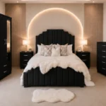 Complete King Bed Furniture Package - two Door Wardrobe With two Drawer - Chest of Five Drawers With Two Bed Side Table