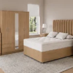 Luxury Home Bedroom Set – King Size Bed with Five Door Wardrobe, Full Length Mirror, Four Bottom Drawers, Chest of Drawers & Two Bed Side Tables