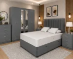 Luxury Bedroom Collection – Upholstered king Bed – Six Door Wardrobe – Tall Chest of Drawers – Two Nightstands - Image 3