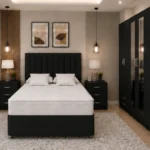 Complete King Bedroom Suite – Storage Bed – 6 Door Mirrored Wardrobe – 5 Drawer Chest – Twin Bedside Cabinets