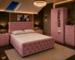 Contemporary Bedroom Suite - king Bed - 2 Door Mirror Wardrobe With Bottom Drawer - Five Drawer Chest - Bedside Table Pair - Image 4