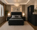 Black King Size Bedroom Furniture Set – Bed, Wardrobe, Bedside Tables & Chest of Drawers - Image 2