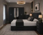 Elegant King Bed Suite - Six Door Wardrobe With Drawers - Five Drawer Chest - Two Bedside Tables - Image 3