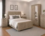 Premium Bedroom Furniture Suite - King Size Bed - 2 Door Mirror Wardrobe With Bottom Drawer - Five Drawer Chest - Two Bedside Tables - Image 4