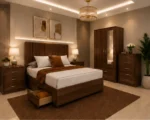 king Bed Storage Furniture Set - 2 Door Mirror Wardrobe - Five Drawer Chest - Matching Bedside Tables - Image 5