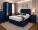 King Bed Room Set - 2 Door Mirror Wardrobe With Storage Drawer - Five Drawer Chest - Two Bedside Tables - Image 2