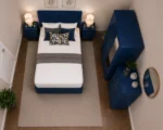 King Bed Room Set - 2 Door Mirror Wardrobe With Storage Drawer - Five Drawer Chest - Two Bedside Tables - Image 3