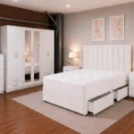 King Bed Furniture Set - Six Door Wardrobe With Four Drawer Complete White Bedroom Furniture Set – Elegant Modern Design