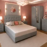 Premium Bedroom Furniture Package - King Bed - Two Door Wardrobe With Mirror - Chest of Five Drawers - Two Bedside Tables