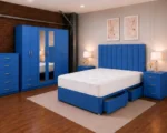 Royal Blue Bedroom Furniture Set – King Size Bed & Matching Storage - Image 2