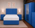 Royal Blue Bedroom Furniture Set – King Size Bed & Matching Storage - Image 3