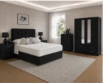 Complete Bedroom Furniture Package – Four Door Wardrobe with Four Bottom Drawers – King Size Bed, Chest & Bedside Tables - Image 3