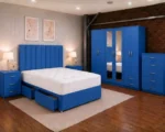 Royal Blue Bedroom Furniture Set – King Size Bed & Matching Storage