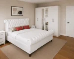 Luxury king Bed Furniture Set - Six Door Wardrobe With Four Drawer - Chest of Five Drawers With Two Bed Side Table