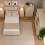 Premium King Size Bedroom Set with Four Door Wardrobe With Four Drawer - Chest of Five Drawers With Two Bed Side Table