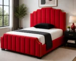 Bold Red Arizona Super King Size Upholstered Bed Frame 200 × 200 cm -Luxury Velvet Bed with Wingback Headboard ,with mattress - Image 2