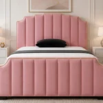 Horizon Pink Double Bed -Stylish Upholstered Bed-Arizona Double Bed with mattress