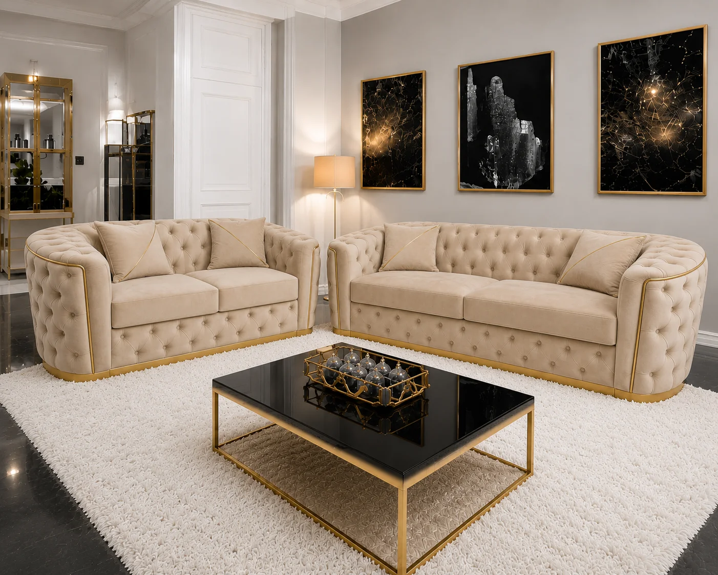 ChatGPT Image Jul 17, 2026, 01_38_42 PM Luxury Cream 3+2 Seater Chesterfield Sofa Set with Gold Trim - Image 1