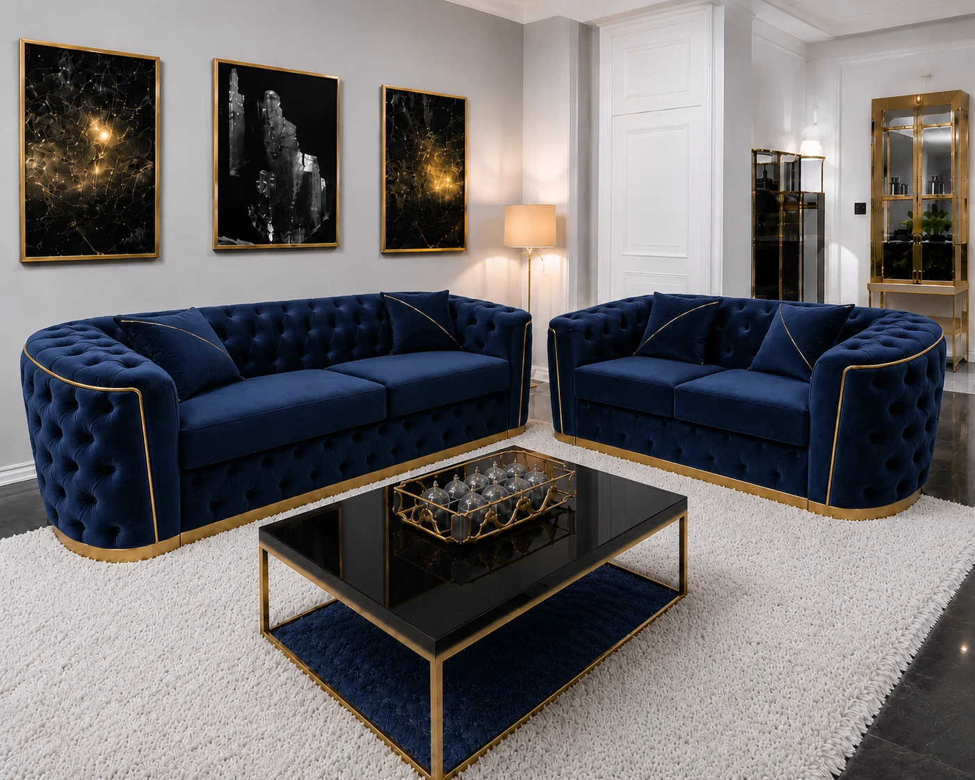 ChatGPT Image Jul 17, 2026, 01_57_03 PM Luxury Blue 3+2 Seater Chesterfield Sofa Set with Gold Trim - Image 1