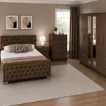 Elegant King Bed Furniture Set - Six Door Wardrobe With Four Drawers - Chest of Five Drawers With Two Bedside Tables