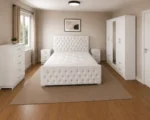 Grand Luxury King Size Bed Furniture Set - Five Door Wardrobe With One Mirror And Four Bottom Drawers - Chest of Five Drawers With Two Bed Side Tables - Image 3