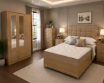 Premium Luxury King Bed Set with Three Door Wardrobe With Four Drawer - Chest of Five Drawers With Two Bed Side Table - Image 2