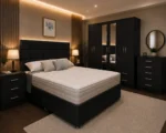 Elegant King Size Bedroom Set – Double Storage Bed – Six Door Mirror Wardrobe – 5 Drawer Chest – Two Bedside Tables - Image 4
