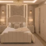 Elegant King Size Bed Furniture Set - Six Door Wardrobe With Four Drawer - Chest of Five Drawers With Two Bed Side Table