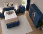 Wooden King Bed Furniture Set - Six Door Wardrobe With Four Drawer - Chest of Five Drawers With Two Bed Side Table - Image 3