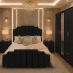 King Size Bed Furniture Set - five Door Wardrobe With Four Drawer - Chest of Five Drawers With Two Bed Side Table