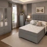 Spacious Luxury King Bed Set with Three Door Wardrobe With Four Drawer - Chest of Five Drawers With Two Bed Side Table