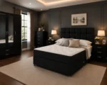Premium king Bed Bedroom Set with Three Door Wardrobe With Four Drawer - Chest of Five Drawers With Two Bed Side Table - Image 5