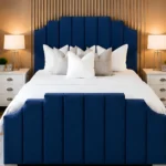 Blue Upholstered Arizona Double Bed Frame -Premium Design-Double bed with Mattress