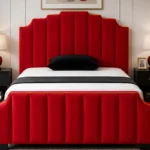 Bold Red Arizona Super King Size Upholstered Bed Frame 200 × 200 cm -Luxury Velvet Bed with Wingback Headboard ,with mattress